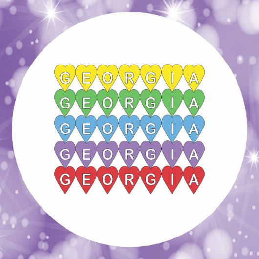 Georgia Regenbogen-Herzen-Muster Runder Aufkleber