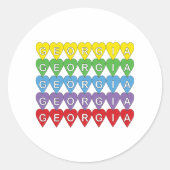 Georgia Regenbogen-Herzen-Muster Runder Aufkleber (Vorderseite)