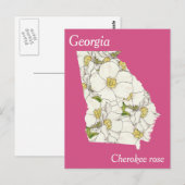 Georgia Staat Blume Collage Map Postkarte (Vorne/Hinten)