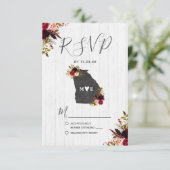 Georgia Staat Destination Rustic Wedding RSVP Karte (Stehend Vorderseite)