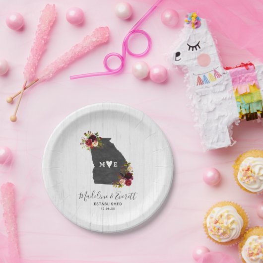 Georgia Staat Hochzeit in Urlaubsort Monogram Pappteller (Party)