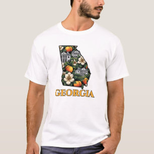 Georgia Staat Kontur mit Pfirsiche Tätowierart T-Shirt