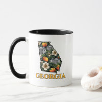 Georgia Staat Kontur mit Pfirsiche Tätowierart