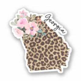 Georgia Staat Leopard Druck mit Blume Aufkleber