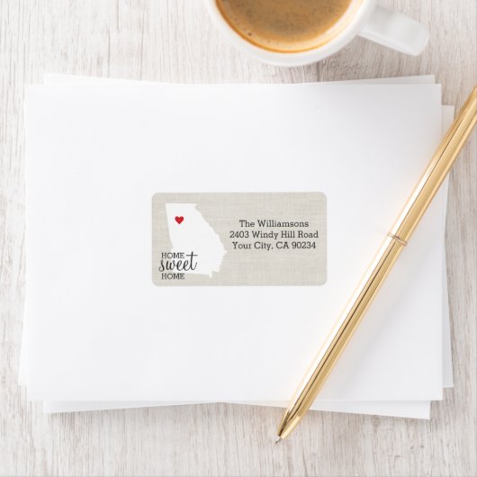 Georgia Staat Liebe Map Zuhause Sweet Zuhause Cust Adressaufkleber (Insitu)