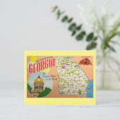 Georgia Staat Map Postcard Postkarte (Stehend Vorderseite)