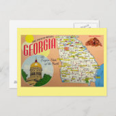 Georgia Staat Map Postcard Postkarte (Vorne/Hinten)