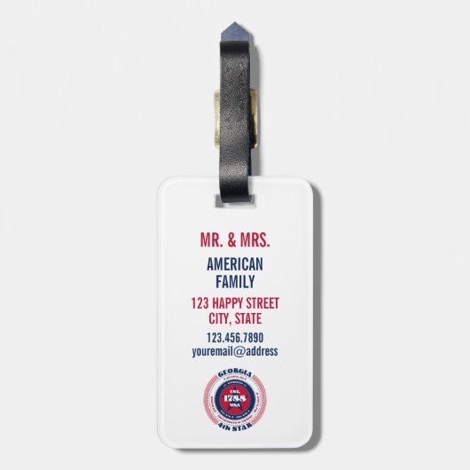 Georgia Staat Personalisierte Geschenkidee Gepäckm Gepäckanhänger (Rückseite vertikal)