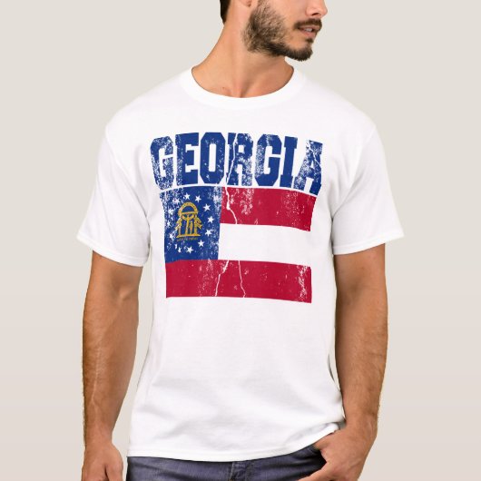 Georgia-Staats-Flaggen-T - Shirt (beunruhigt) (Vorderseite)