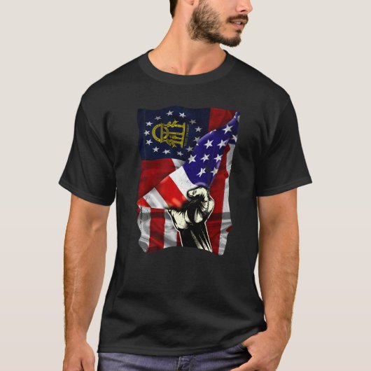 Georgia State Flag Distressed US American Patrioti T-Shirt (Vorderseite)