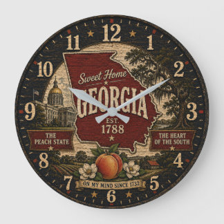 Georgia State Peach Blossom Große Wanduhr