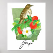 Georgia State Shape Bird Brown Thrasher Poster (Vorne)