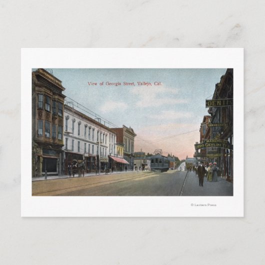 Georgia Street View mit Street Car Postkarte (Vorderseite)