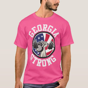 Georgia Strong Barbell Kettlebell und American Fla T-Shirt