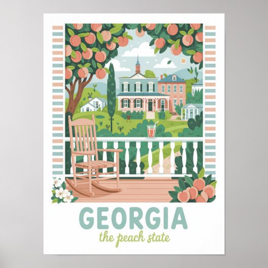 Georgia the Peach Staat USA Summer Travel Poster (Vorne)