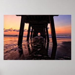 Georgia, Tybee Island, Pier At Tybee Island Poster