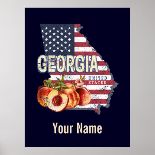 Georgia United Staaten Retro Staat Map Vintag USA Poster