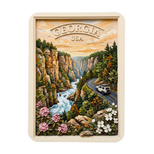 Georgia US Roadtrip Vintage 3D Texturlandschaft Magnet