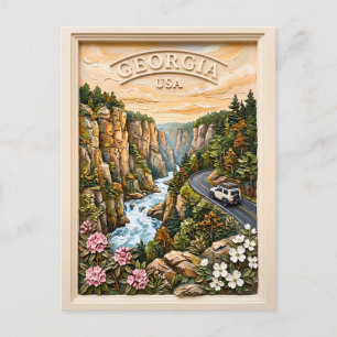 Georgia US Roadtrip Vintage 3D Texturlandschaft Postkarte