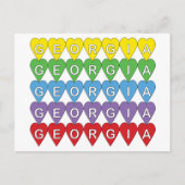 Georgia US Staat Hearts Rainbow Postkarte (Vorderseite)