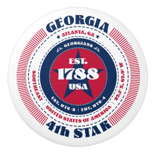 Georgia US Staat Red White Blue Typografy Keramikknauf
