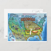 Georgia USA Map Postkarte (Vorne/Hinten)