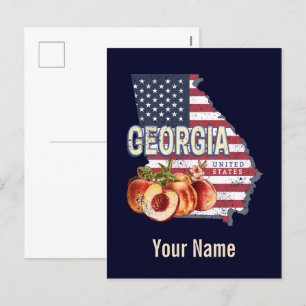 Georgia Vereinigte Staaten Retro-Staatskarte Vinta Feiertagspostkarte