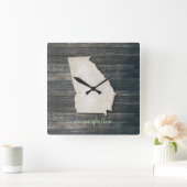 Georgia Wall Clock – Rustic Farmhouse State Decor Quadratische Wanduhr (Zuhause)