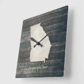Georgia Wall Clock – Rustic Farmhouse State Decor Quadratische Wanduhr (Winkel)