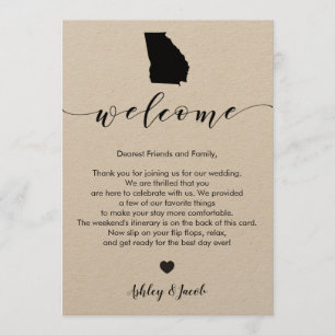 Georgia Wedding Welcome Letter & Itinerary Card Programm