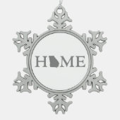 Georgia Zuhause Gray Shaped Letter Gray Word Art Schneeflocken Zinn-Ornament (Vorderseite)