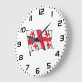 Georgian Flag Red and White Cross Große Wanduhr