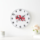 Georgian Flag Red and White Cross Große Wanduhr