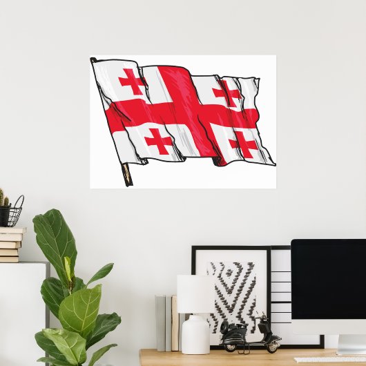 Georgian Flag Red and White Cross Poster (Heimbüro)