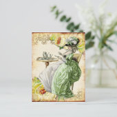 Georgian Lady Drinking Tee - Green Postkarte (Stehend Vorderseite)