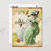 Georgian Lady Drinking Tee - Green Postkarte (Vorne/Hinten)