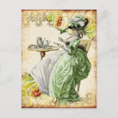 Georgian Lady Drinking Tee - Green Postkarte (Vorderseite)