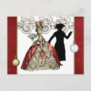 Georgian Lady mit einem Fan und Gentleman - Red Postkarte