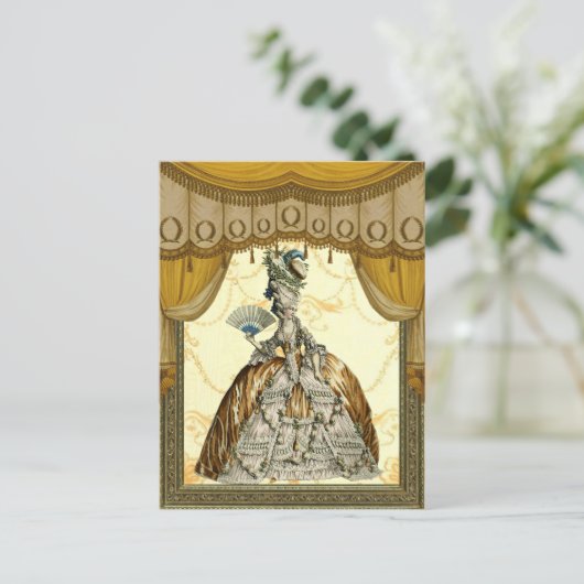 Georgian Lady mit einem Ventilator - Gold Postkarte (Stehend Vorderseite)