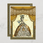 Georgian Lady mit einem Ventilator - Gold Postkarte (Vorne/Hinten)