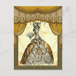 Georgian Lady mit einem Ventilator - Gold Postkarte