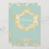 Georgiana (Marie Antoinette Blue) Hochzeit Einladung (Vorne/Hinten)