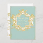 Georgiana (Marie Antoinette Blue) Save the Date Ankündigungspostkarte (Vorne/Hinten)