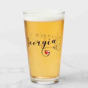 Georgianische Flagge im Herzen Georgiens Glas