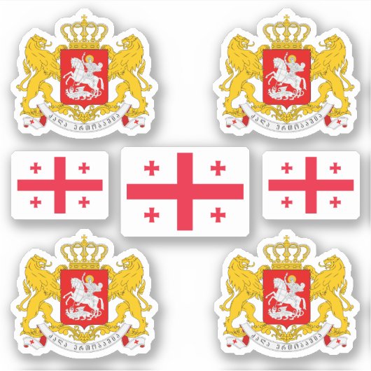 Georgianische Wappen und Flaggenaufkleber Aufkleber (Vorderseite)