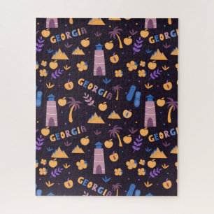 Georgias Staatssymbole - Pfirsich, Wasserturm, Blu Puzzle