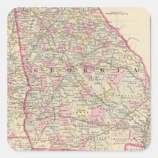 Georgien, Alabama Quadratischer Aufkleber (Vorderseite)