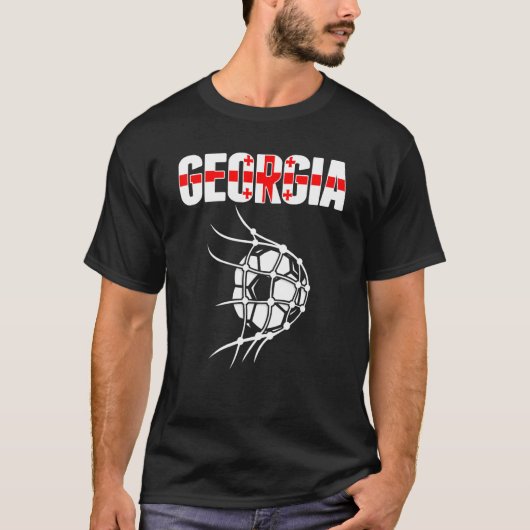 Georgien Fußball-Ball im Netz Unterstützung Georgi T-Shirt (Vorderseite)