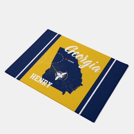 Georgien Gold und Marine Fußmatte (Schrägansicht)