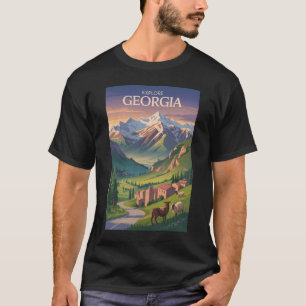 Georgien Kaukasus Gebirge Reise Kunst Vintage T-Shirt